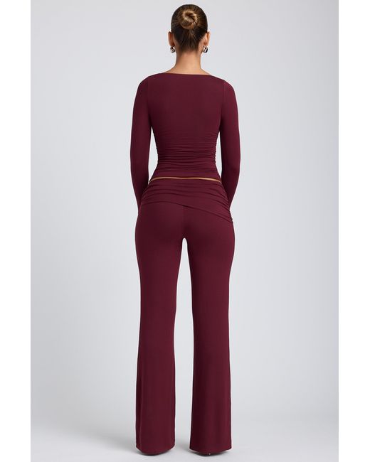 Oh Polly Purple Mid-Rise Straight-Leg Trousers