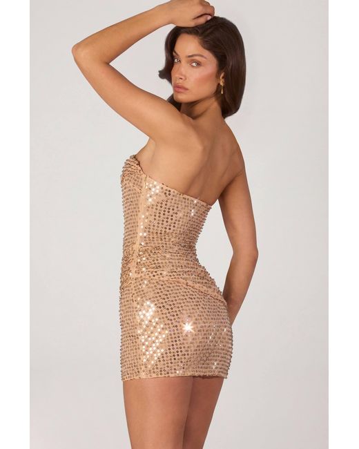 Oh Polly Metallic Embellished Cut-Out Mini Dress