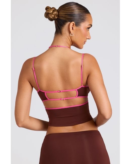 Oh Polly Brown Contrast Binding Cami Top