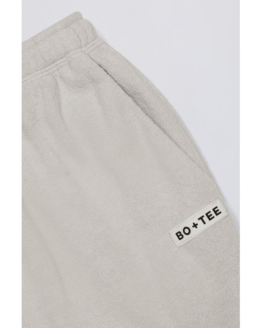 BO+TEE Gray Textured Cotton Button Low-Rise Wide-Leg Joggers