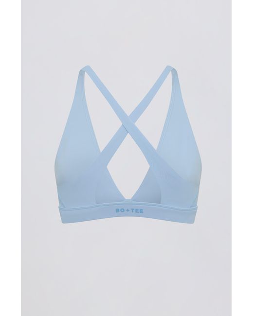 BO+TEE Blue Soft Active Cross-Back Sports Bra