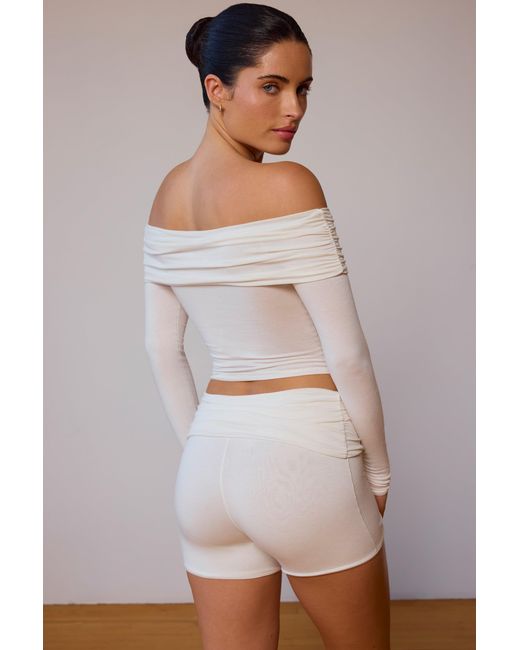 BO+TEE White Fold-Over Mini Shorts