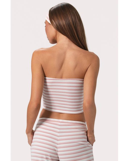 BO+TEE Pink Ribbed Jersey Bandeau Top