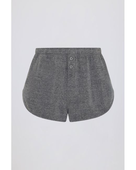 BO+TEE Black Button-Detail Mid-Rise Shorts