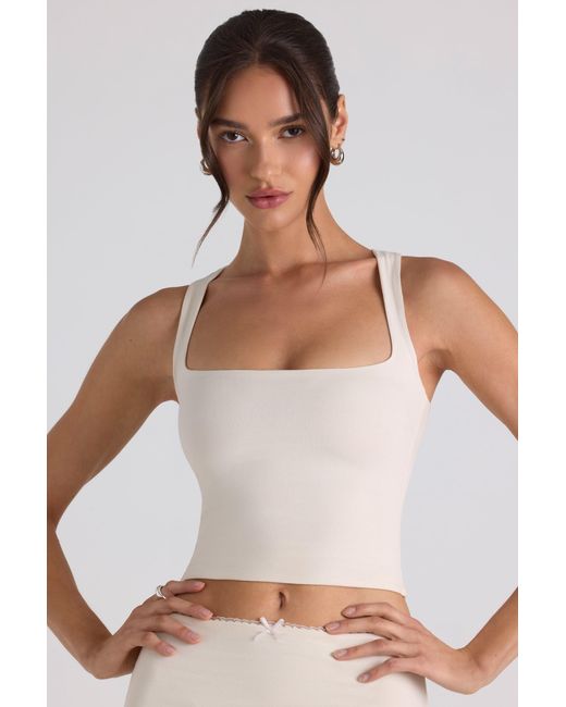 Oh Polly White Modal Bow-Detail Crop Top