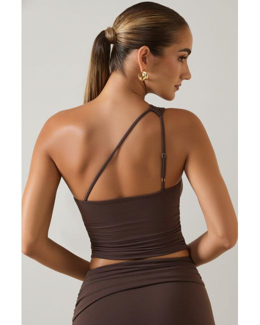 Oh Polly Brown Modal One-Shoulder Top