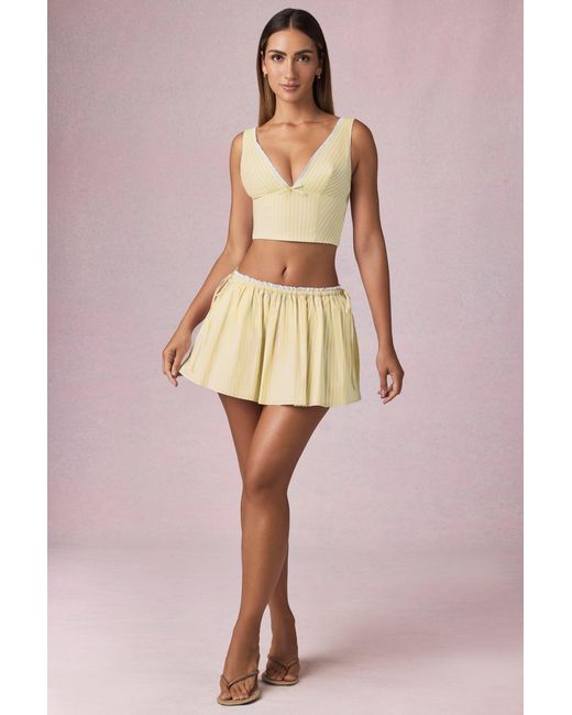 Oh Polly Yellow Ruched Drawstring Mini Skirt
