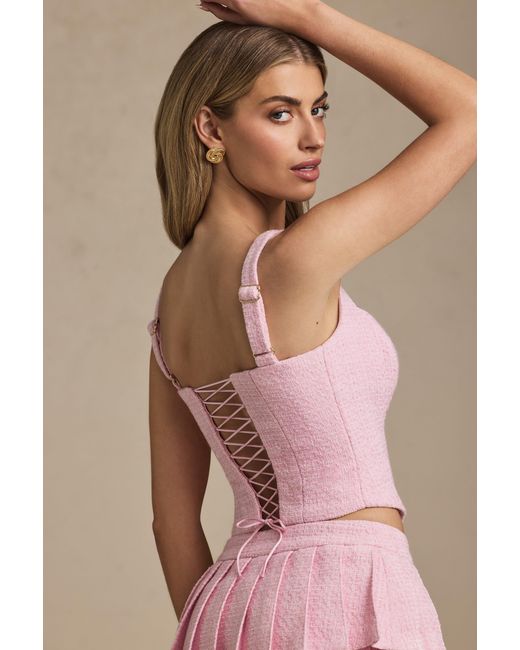 Oh Polly Pink Lace-Up Corset Top