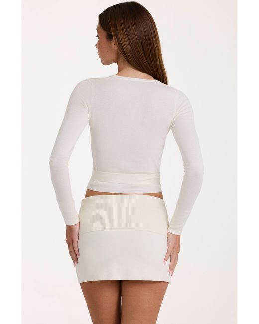 BO+TEE White Soft Knit Wrap Top