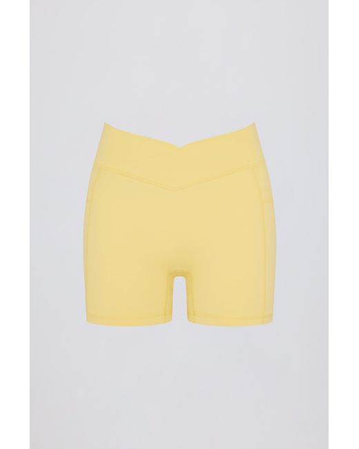 BO+TEE Yellow Soft Active Pocket V-Waist Mini Shorts