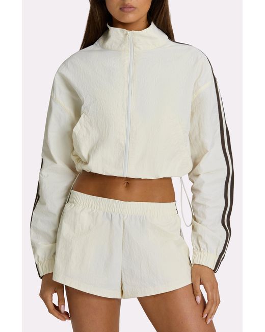 BO+TEE White Woven Zip-Up Track Jacket