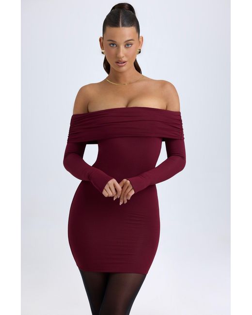 Oh Polly Red Modal Off-Shoulder Mini Dress
