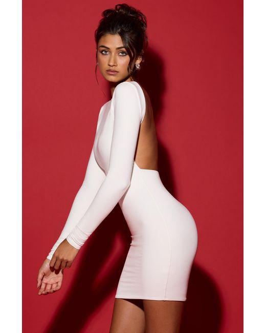 Oh Polly White Modal Open-Back Bodycon Mini Dress