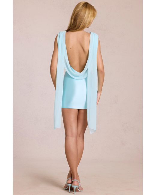 Oh Polly Blue Draped Mini Dress