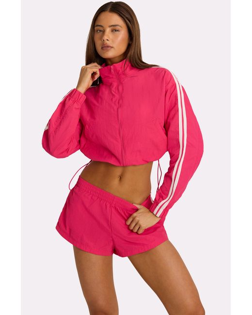 Women's Pink Woven Zip-Up Track Jacket