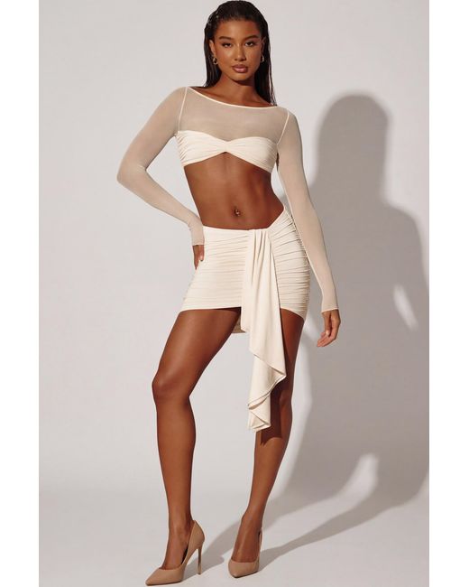 Oh Polly White Asymmetric Draped Mini Skirt