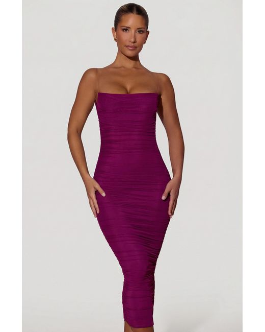 Oh Polly Purple Ruched Backless Bodycon Midaxi Dress