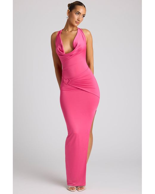 Oh Polly Pink Multiwear Cowl Neck Wrap Over Evening Gown