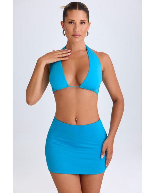 Oh Polly Blue Mid-Rise Micro Mini Skirt