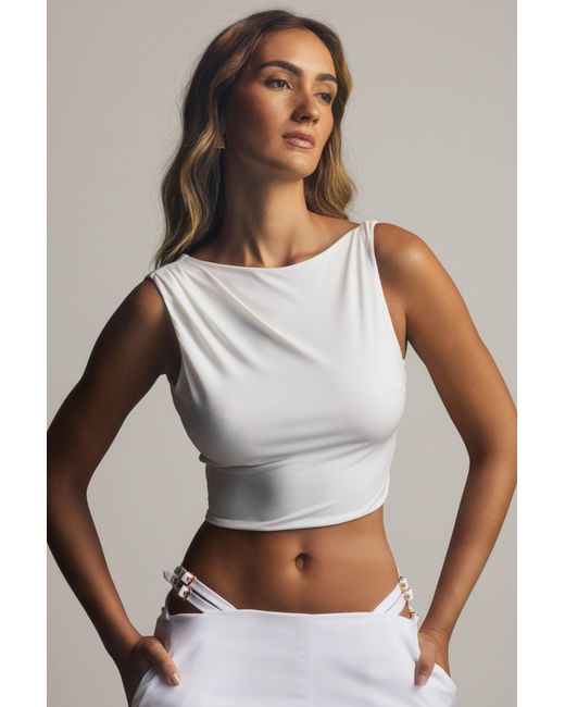 Oh Polly White Draped Open-Back Tank Top