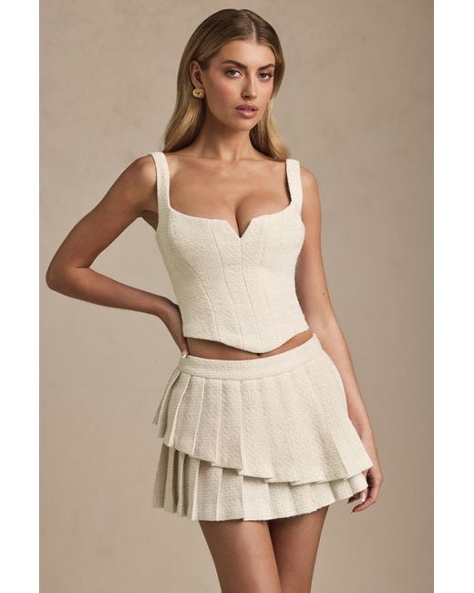 Oh Polly White Layered Pleated Low-Rise Mini Skirt