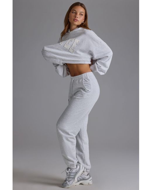 BO+TEE Gray Soft Cotton Jersey Relaxed Mid-Rise Joggers