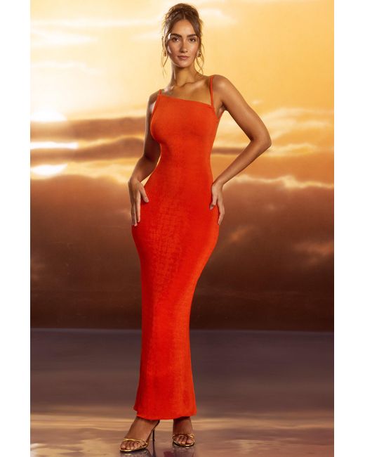 Oh Polly Textured Jersey Open Back Maxi Dress