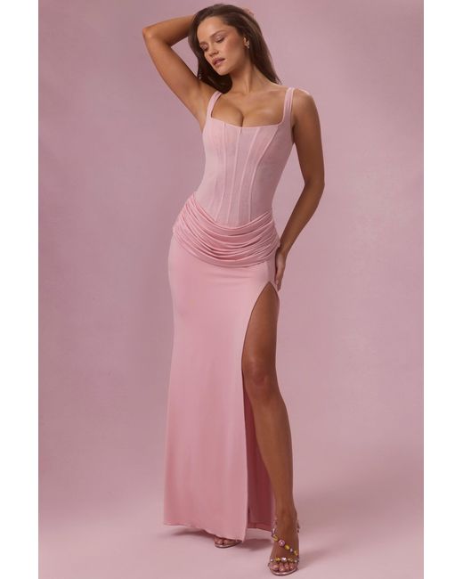 Oh Polly Pink Mesh Draped Bridesmaid Dress