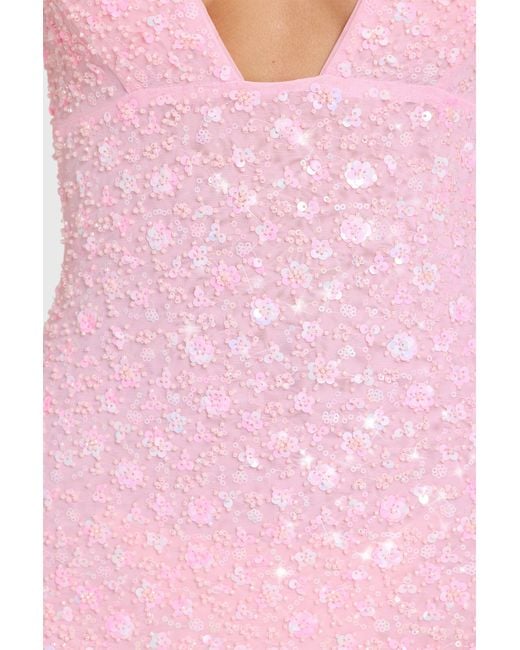 Oh Polly Pink Embellished Mini Dress