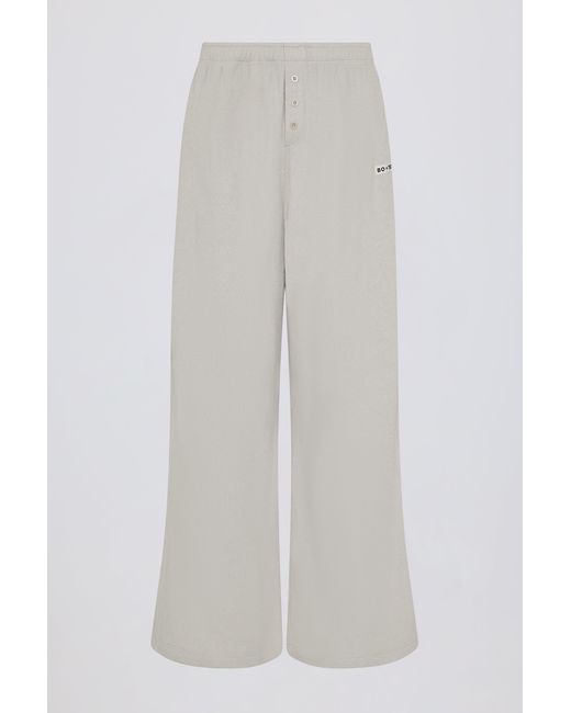 BO+TEE Gray Textured Cotton Button Low-Rise Wide-Leg Joggers