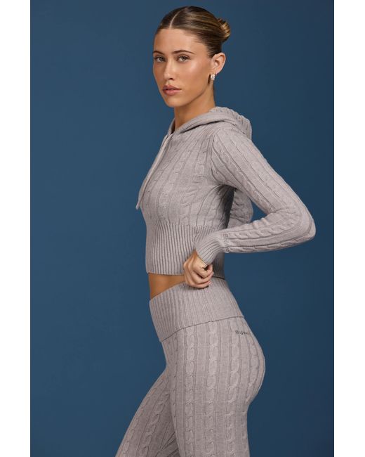 BO+TEE Gray Cable Knit Zip-Up Hoodie