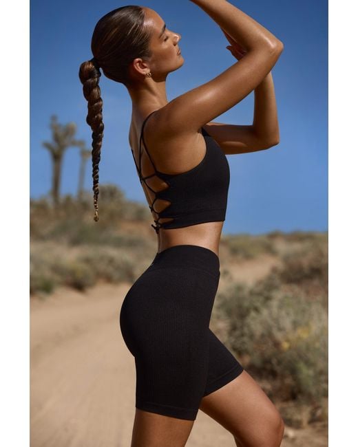 BO+TEE Black High Waist Flexirib Biker Shorts