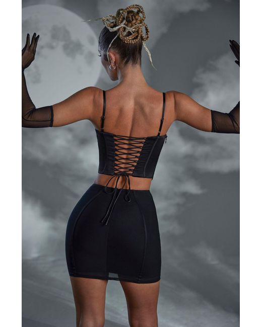 Oh Polly Black Lace Up Mini Skirt