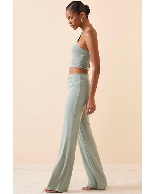 Oh Polly Green Mid-Rise Straight-Leg Trousers