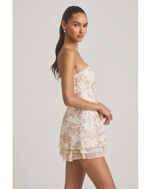 Oh Polly Multicolor Embellished Strapless Corset Mini Dress