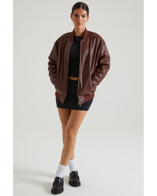 Oh Polly Brown Faux Leather Jacket