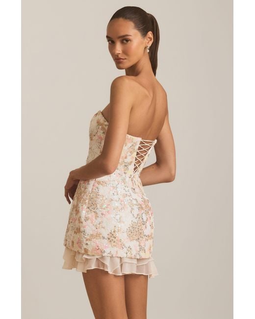 Oh Polly Multicolor Embellished Strapless Corset Mini Dress