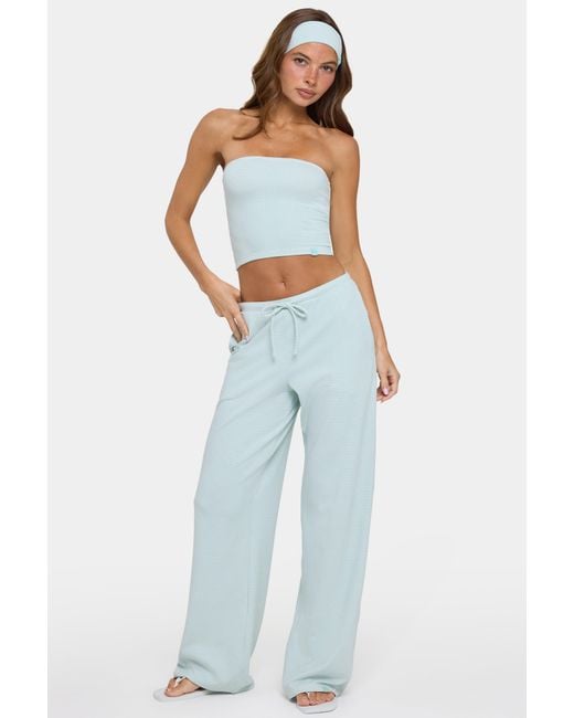 BO+TEE Green Ribbed Jersey Low-Rise Trousers