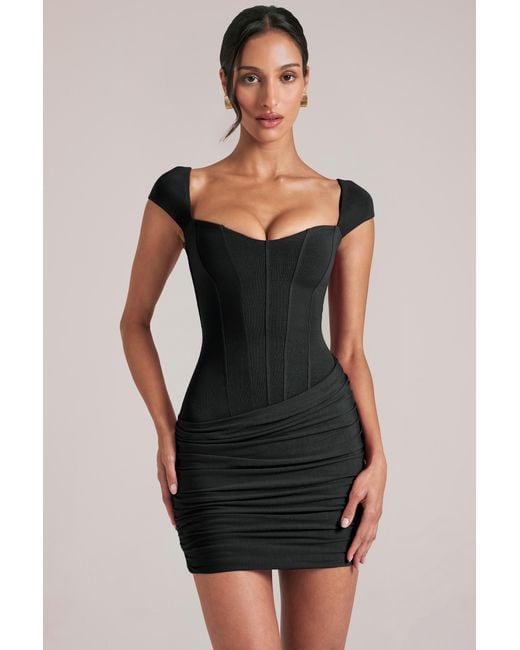 Oh Polly Black Sweetheart Neckline Mini Dress