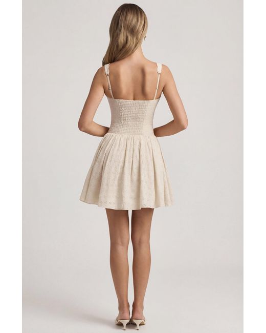 Oh Polly White Broderie Anglaise Bow-Detail A-Line Mini Dress