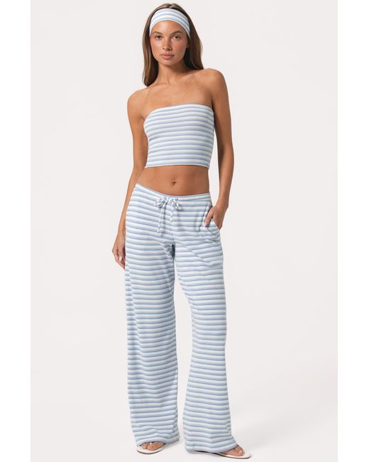 BO+TEE Blue Ribbed Jersey Low-Rise Trousers