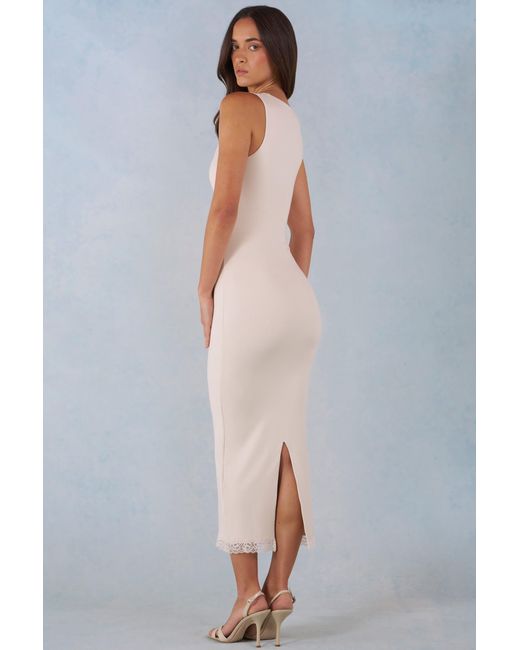 Oh Polly White Modal Lace-Trim Midaxi Dress