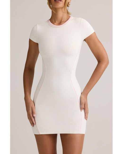 Oh Polly White Modal Short-Sleeve Bodycon Mini Dress