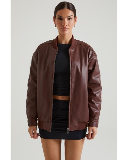 Oh Polly Brown Faux Leather Jacket