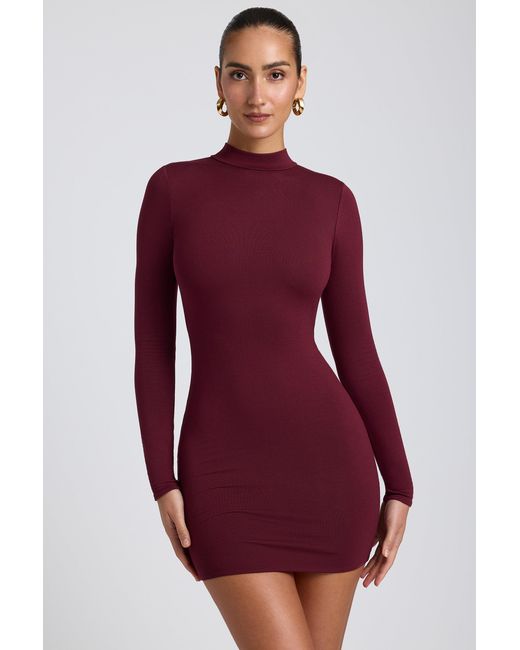 Oh Polly Purple Modal Open-Back Long-Sleeve Mini Dress