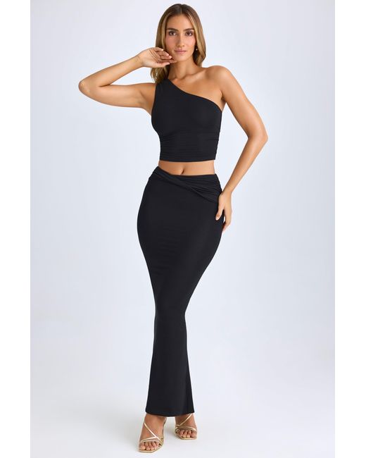 Oh Polly Blue Modal Twist-Front Maxi Skirt