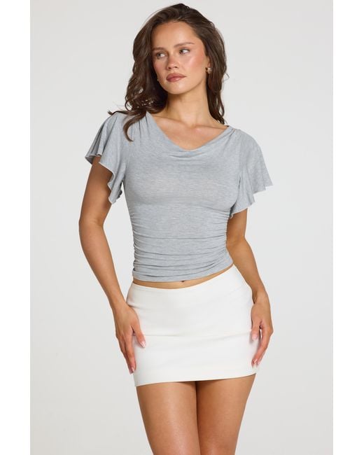 Oh Polly Gray Modal Cowl-Neck Top