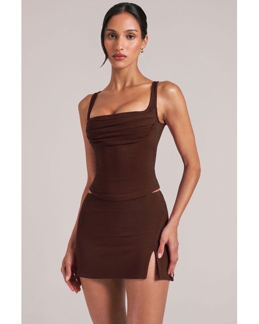 Oh Polly Brown Square-Neck Top