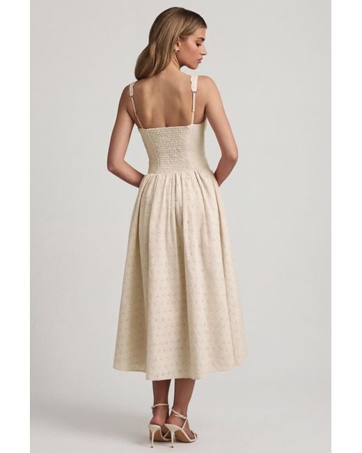 Oh Polly White Broderie Anglaise Bow-Detail A-Line Midaxi Dress