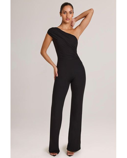 Oh Polly Black Modal One-Shoulder Jumpsuit